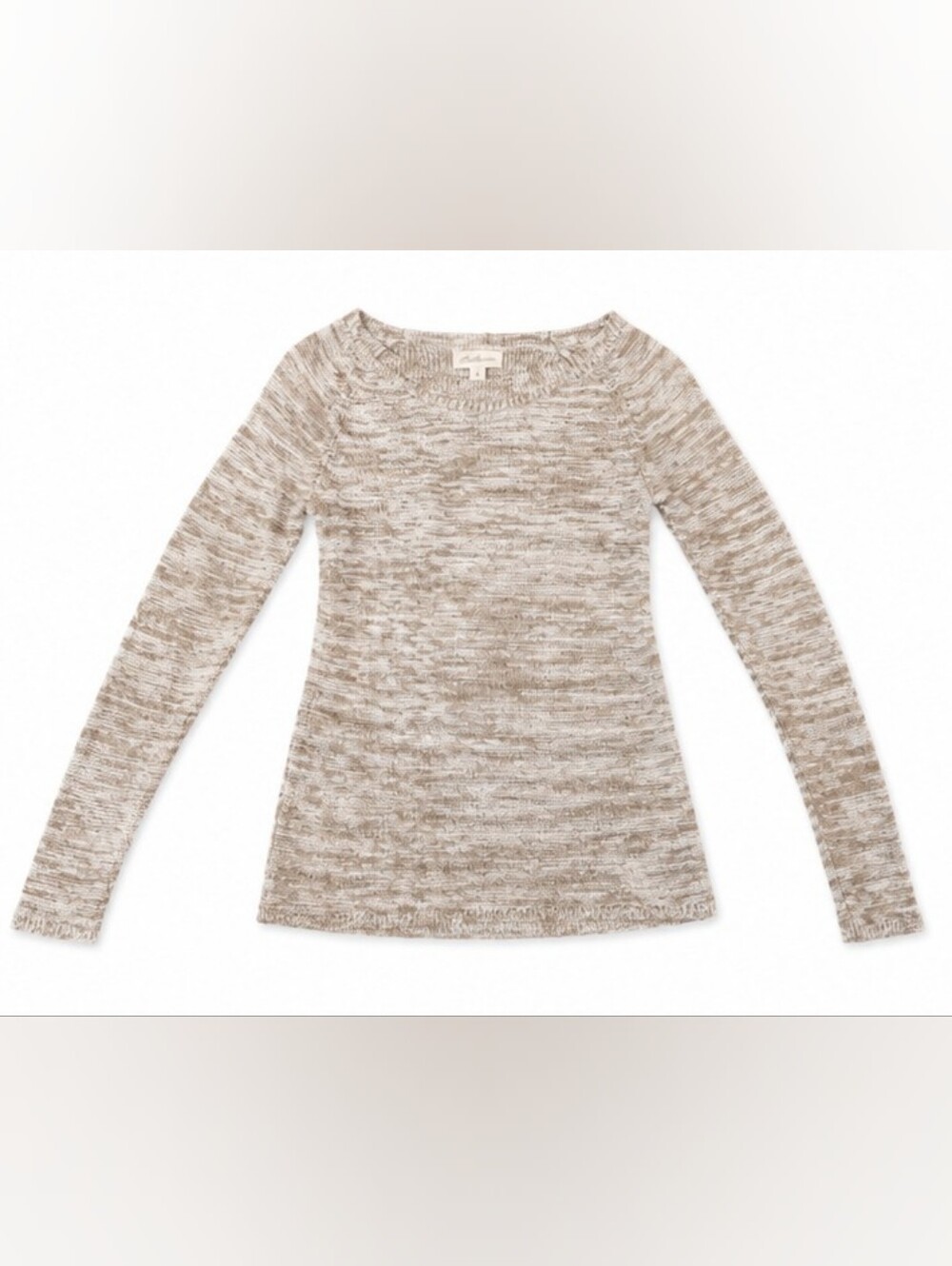 Ambiance Women’s Size L Beige Cream Marled Knit Long Sleeve Sweater Pullover